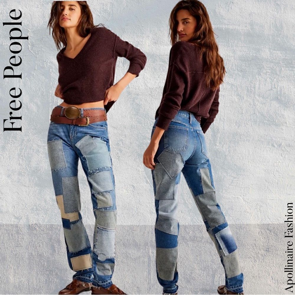 FREE PEOPLE BARE WITH ME JEANS DENIM NWT MID-RISE STRAIGHT LEG